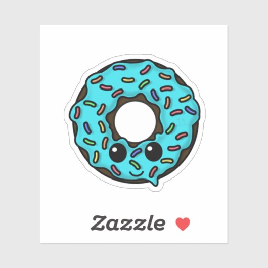 Chocolade Donut met Turquoise Frosting Sprinkles Sticker (Vel)