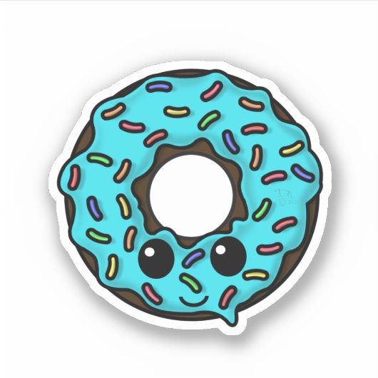 Chocolade Donut met Turquoise Frosting Sprinkles Sticker (Voorkant)