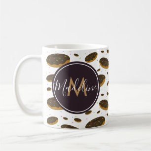 Chocolade Donut Pattern Food Monogram Koffiemok