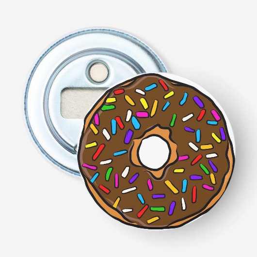 Chocolade Donut Rainbow Colorful Sprinkles Art Yum Button Flesopener (Voorkant)
