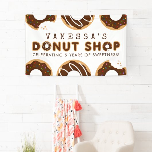 Chocolade Donut Shop Birthday Party Spandoek (Insitu)