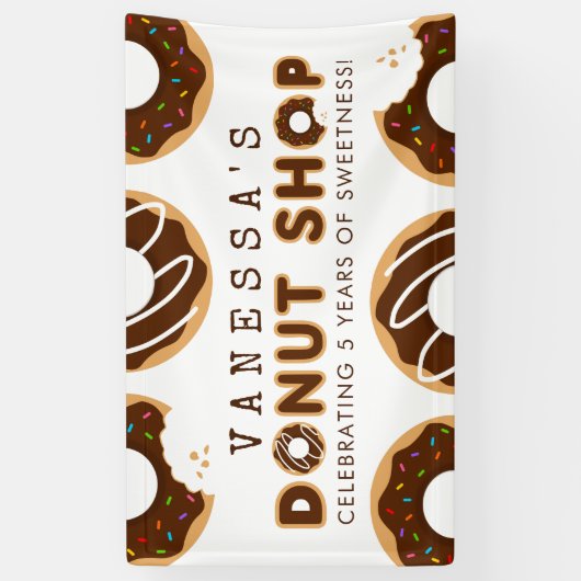 Chocolade Donut Shop Birthday Party Spandoek (Verticaal)