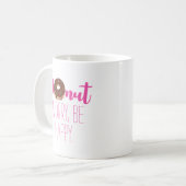 Chocolade Donut Worry Be Happy Pink Tekst Koffiemok (Voorkant links)