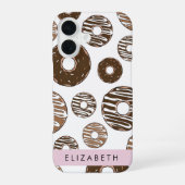 Chocolade Donuts, Caramel Donuts, Icing, Uw Naam iPhone 16 Hoesje (Achterkant)