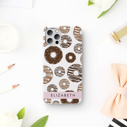 Chocolade Donuts, Caramel Donuts, Icing, Uw Naam iPhone 16 Hoesje