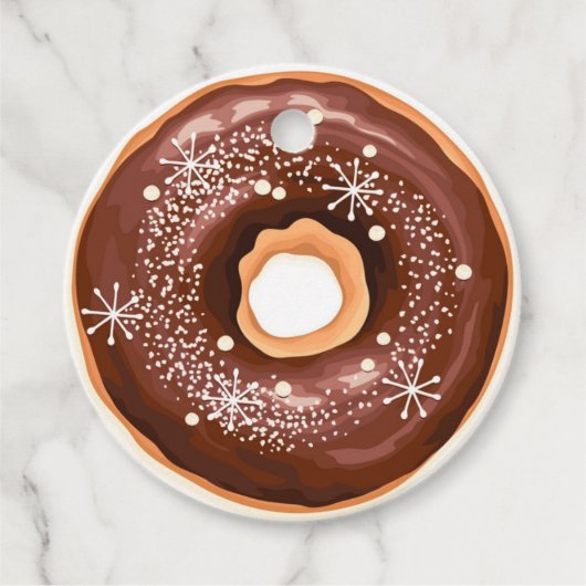 Chocolade-donuts met sneeuwvlokken kerst bedankjes labels (Voorkant)