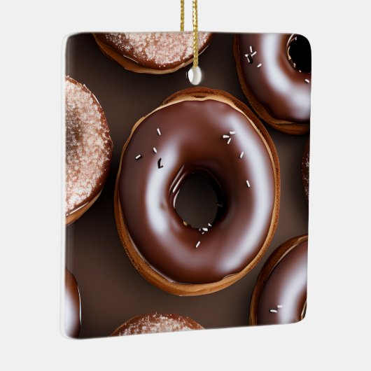 Chocolade Donuts met Sprinkles Kerstmis Keramisch Ornament (Rechts)