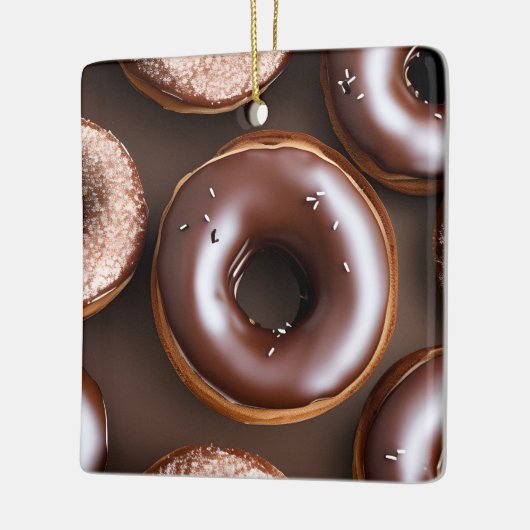 Chocolade Donuts met Sprinkles Kerstmis Keramisch Ornament (Links)
