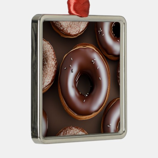 Chocolade Donuts met Sprinkles Kerstmis Metalen Ornament (Rechts)
