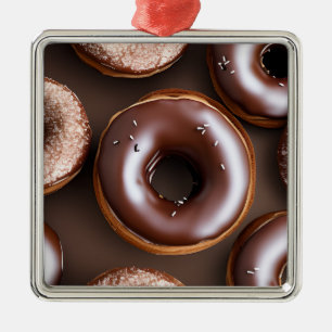 Chocolade Donuts met Sprinkles Kerstmis Metalen Ornament