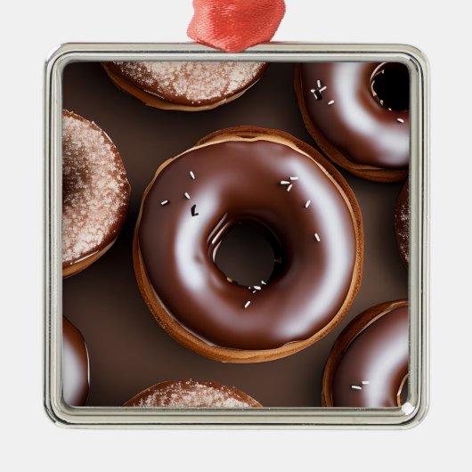 Chocolade Donuts met Sprinkles Kerstmis Metalen Ornament (Voorkant)