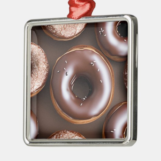 Chocolade Donuts met Sprinkles Kerstmis Metalen Ornament (Links)