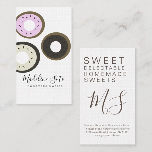 Chocolade Donuts Sprinkle Sweets Baking Visitekaartje (Voorkant / Achterkant)