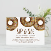 Chocolade Donuts Sprinkles Baby shower Sip and See Kaart (Staand voorkant)