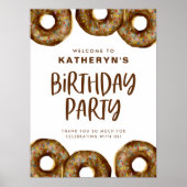 Chocolade Donuts Verjaardagsfeestje Welkom Poster (Voorkant)