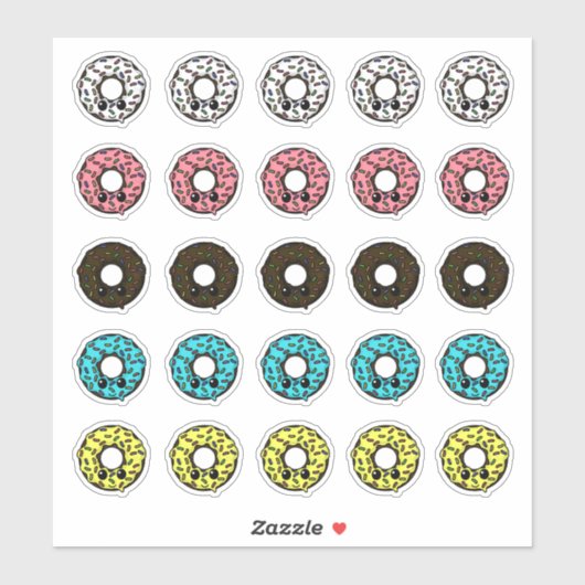 Chocolade Donuts Verschillende Frostings & Sprinkl Sticker (Vel)