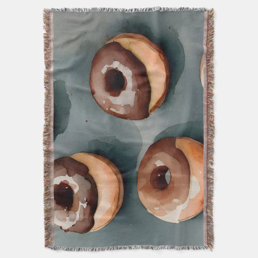 Chocolade Donuts Waterverf Deken (Voorkant Verticaal)