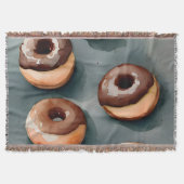 Chocolade Donuts Waterverf Deken (Voorkant)