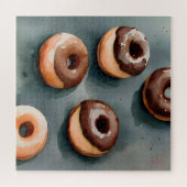 Chocolade Donuts Waterverf Legpuzzel (Horizontaal)