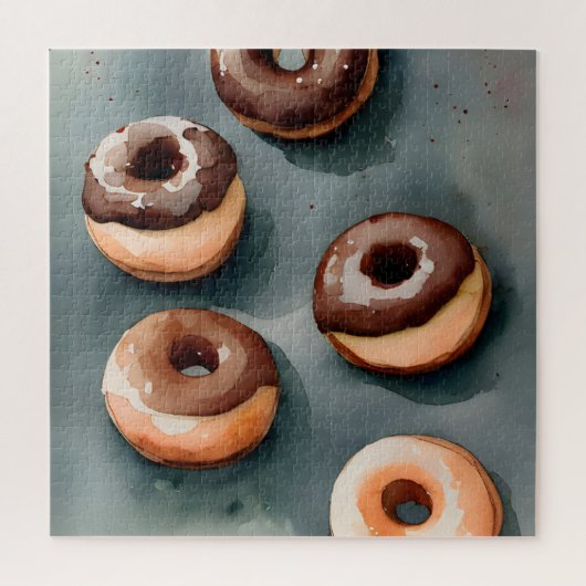 Chocolade Donuts Waterverf Legpuzzel (Verticaal)