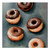 Chocolade Donuts Waterverf Perfect Poster (Voorkant)