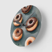 Chocolade Donuts Waterverf Ronde Klok (Hoek)