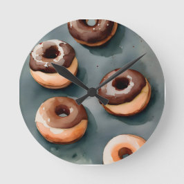 Chocolade Donuts Waterverf Ronde Klok