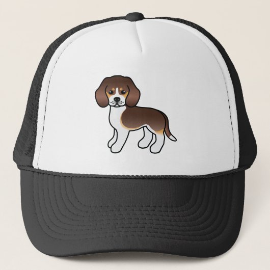 Chocolade Driekleurige Beagle Hond Mooie Illustrat Trucker Pet (Voorkant)