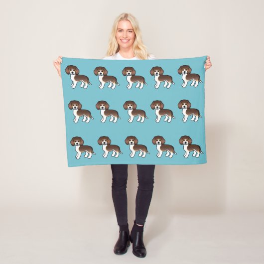Chocolade Driekleurige Beagle Honden Patroon Op Bl Fleece Deken (In situ)