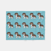 Chocolade Driekleurige Beagle Honden Patroon Op Bl Fleece Deken (Voorkant (Horizontaal))