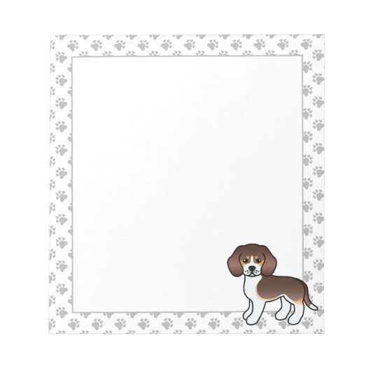 Chocolade driekleurige Beagle Schattige Cartoon Ho Notitieblok (Voorkant)