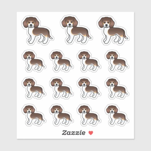 Chocolade Driekleurige Beagle Schattige Cartoon Ho Sticker (Vel)