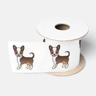 Chocolade Driekleurige Gladde Vacht Chihuahua Cute Satijnen Lint