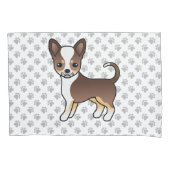 Chocolade Driekleurige Gladde Vacht Chihuahua & Po Kussensloop (Voorkant-Links)