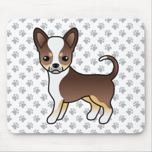 Chocolade Driekleurige Gladde Vacht Chihuahua & Po Muismat