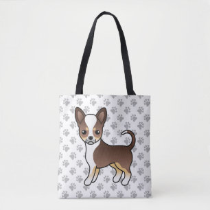 Chocolade Driekleurige Gladde Vacht Chihuahua & Po Tote Bag