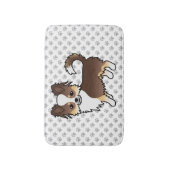 Chocolade Driekleurige Langharige Chihuahua Hond & Badmat (Voorkant Verticaal)