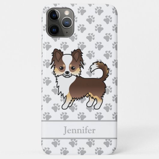 Chocolade Driekleurige Langharige Chihuahua Hond & Case-Mate iPhone Case (Achterkant)