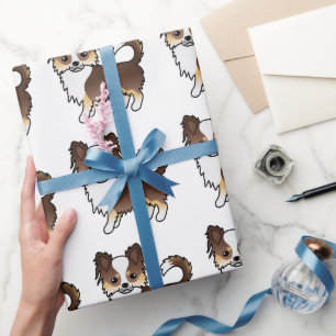 Chocolade Driekleurige Langharige Chihuahua Hond P Cadeaupapier