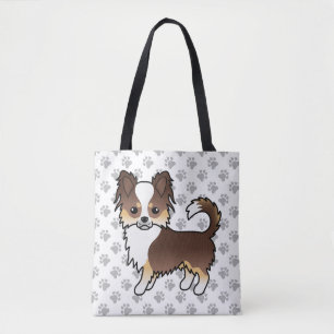 Chocolade Driekleurige Langharige Chihuahua Hond & Tote Bag