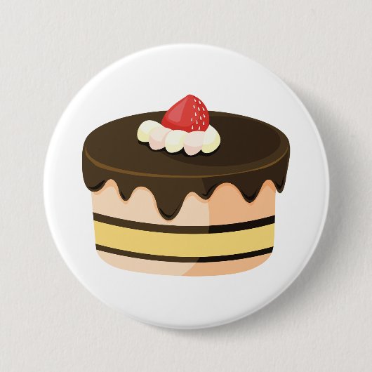 Chocolade Drip Cake met Aardbei Ronde Button 7,6 Cm (Voorkant)