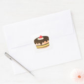 Chocolade Drip Cake met Aardbei Vierkante Sticker
