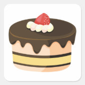 Chocolade Drip Cake met Aardbei Vierkante Sticker (Voorkant)