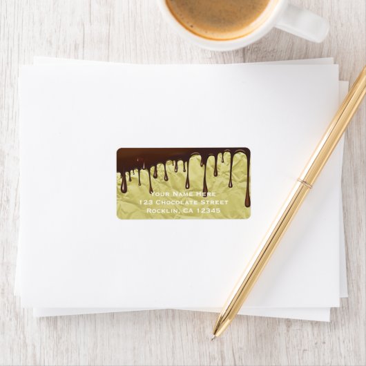 Chocolade Drip Faux Gold Folie Wrapper Party Etiket (Insitu)