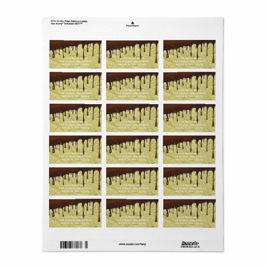 Chocolade Drip Faux Gold Folie Wrapper Party Etiket (Full Sheet)