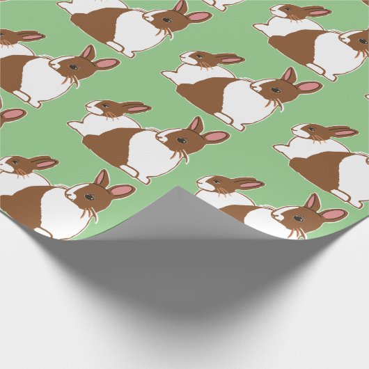 Chocolade Dutch Rabbits Green Wrapping Paper Cadeaupapier (Hoek)