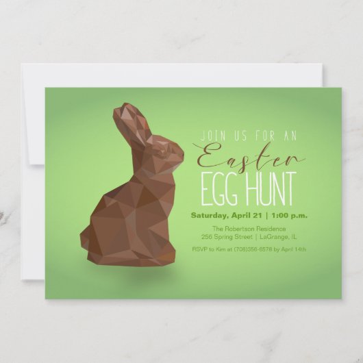 Chocolade Easter Bunny Egg Hunt Invitation Kaart (Voorkant)