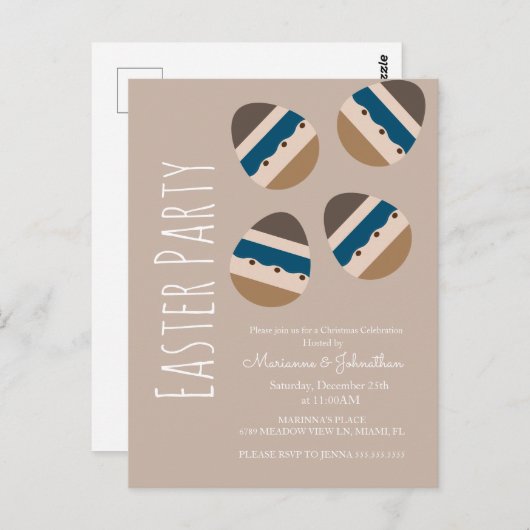 Chocolade Easter Earth Tone Party Briefkaart (Voorkant / Achterkant)