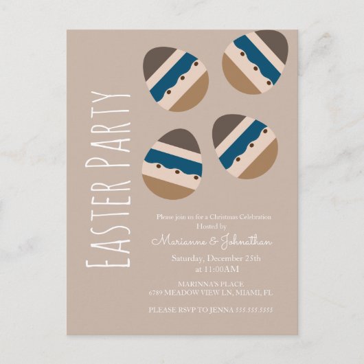 Chocolade Easter Earth Tone Party Briefkaart (Voorkant)