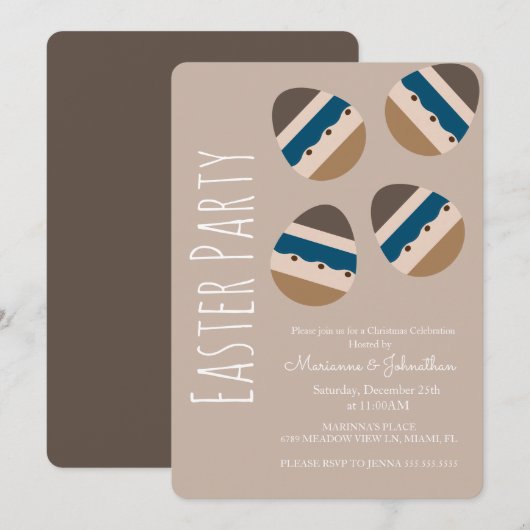 Chocolade Easter Earth Tone Party Kaart (Voorkant / Achterkant)